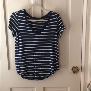 navy and white striped t-shirt